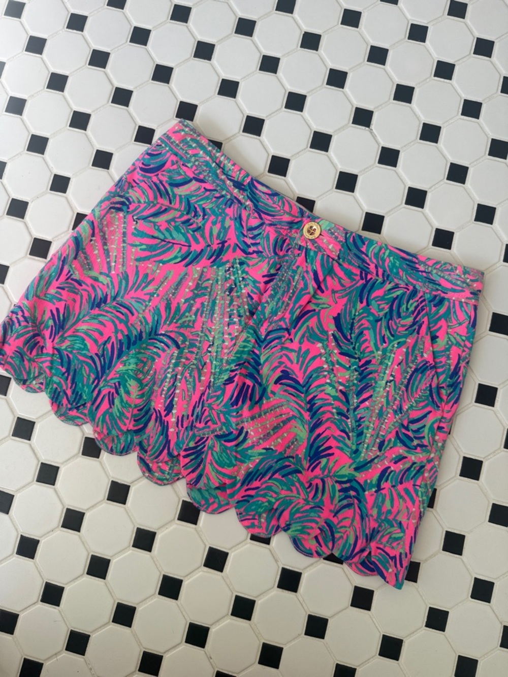 Like New! Lilly Pulitzer Lorelei Scalloped Hem Skort - Pink Sunset Coco Breeze 6